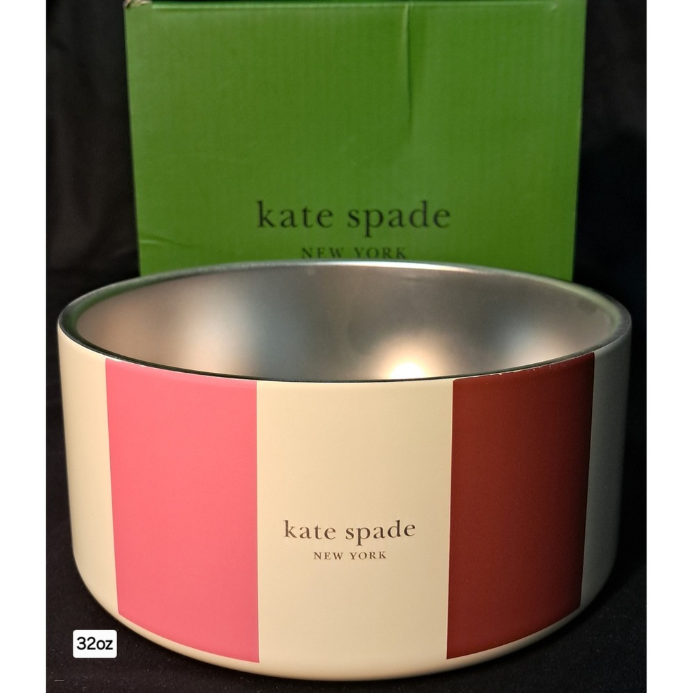 Kate Spade Pet Bowl Adventure Stripe Stainless Steel Non-Slip‎ 32 oz